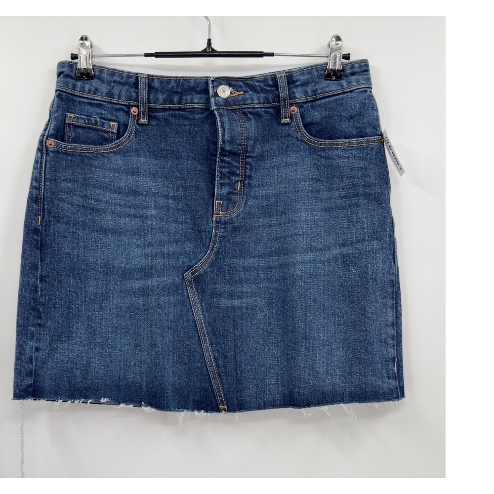 Old Navy 6 Denim Mini Skirt Womens Blue High Rise Raw Hem Button Fly‎